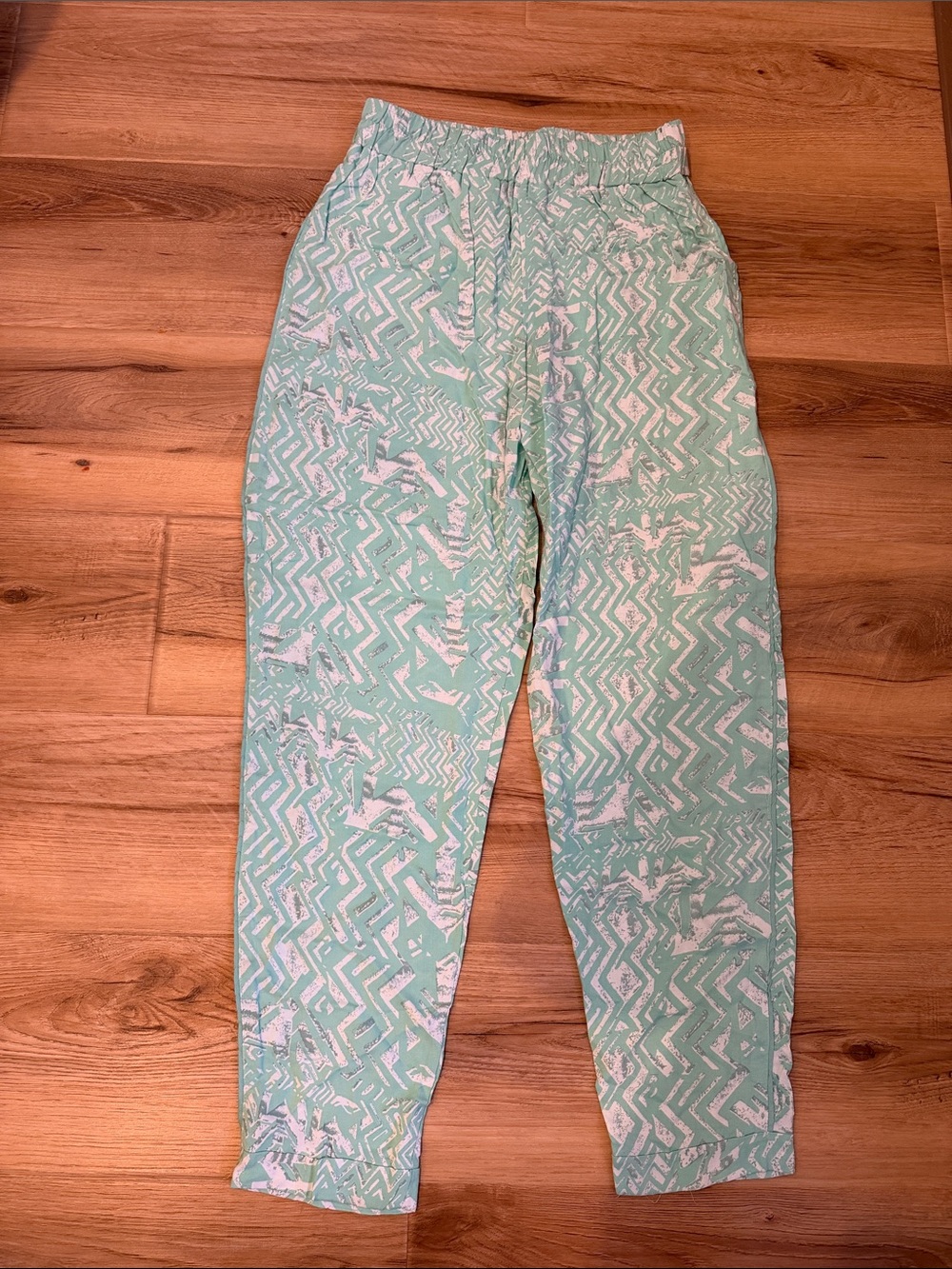 Angie Mint Green & White Patterned Pants